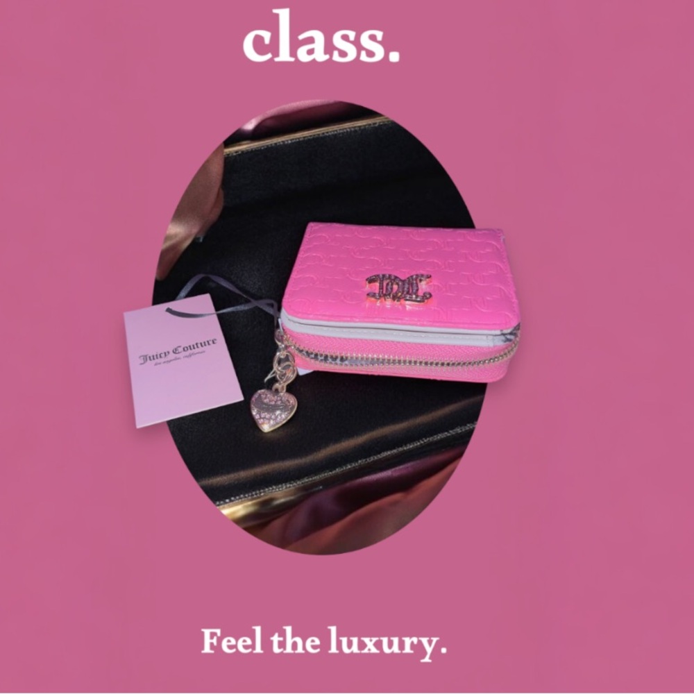 New! JUICY COUTURE Pink Wallet with Heart Charm - Picture 6 of 13